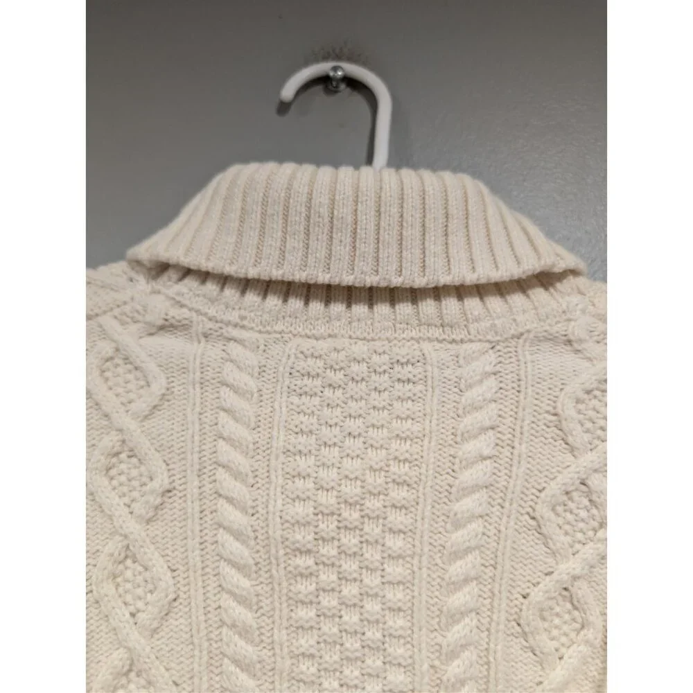 Janie and Jack Sweater Cream Cable Knit Shawl Collar Knit Boys size 6